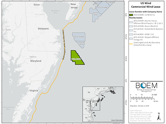 Maryland Offshore Wind Commercial Lease Map
